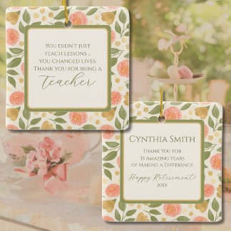 Floral Teacher Retirement Personalised Ornament 