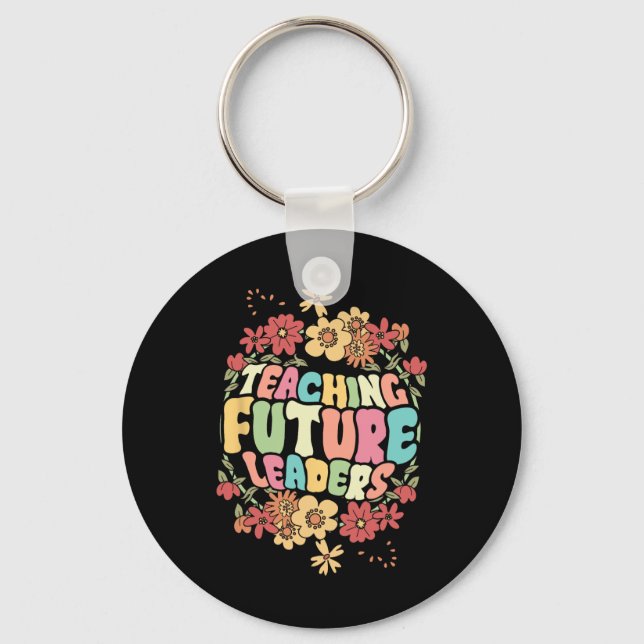 Floral Teacher Teaching Future Leaders Back To Sch Key Ring (Front)