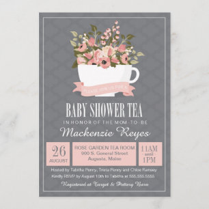Floral Teacup Baby Shower Tea Invitation