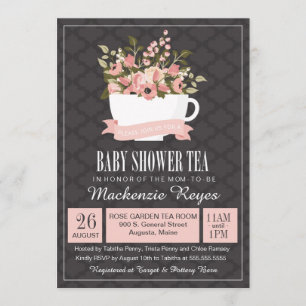 Floral Teacup Baby Shower Tea Invitation