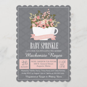 Floral Teacup Baby Sprinkle, Tea Party Invitation