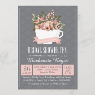 Floral Teacup Bridal Shower Tea Invitation