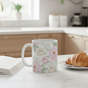 Floral Teacup Design Ceramic Coffee Mug