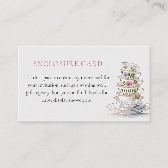Floral Teacups Shower Enclosure Card (Front)