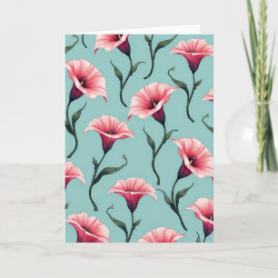 Floral Teal Botanical Pattern Card