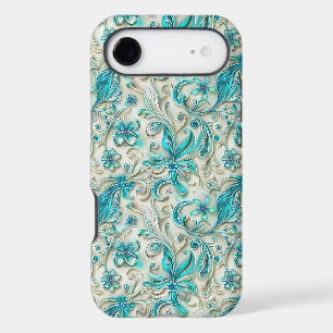 Floral teal leaf pattern 