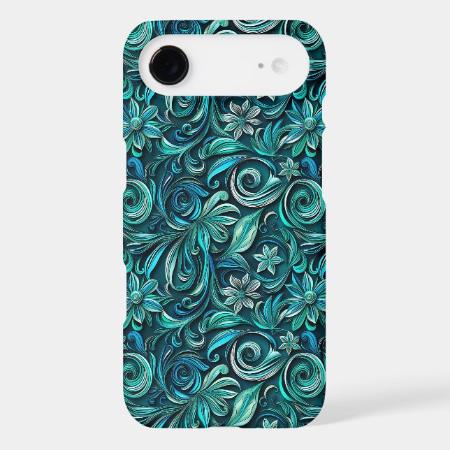 Floral teal leaf pattern  (Back)