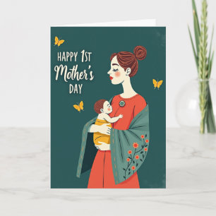 Floral Teal Motherhood Card