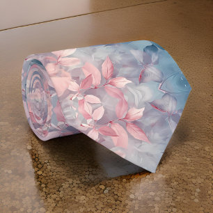 Floral Teal Pink Grey Elegant  Tie