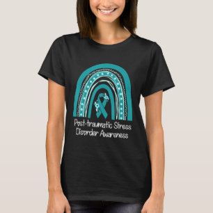Floral Teal Ribbon Rainbow Warrior Ptsd Awareness  T-Shirt
