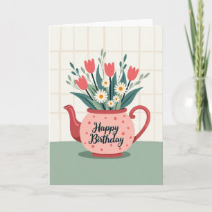Floral Teapot Birthday Card