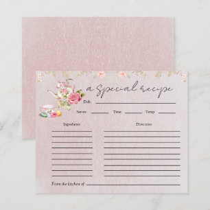 Floral Teapot Bridal Shower Tea Party Recipe Card
