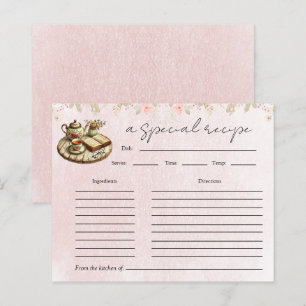 Floral Teapot Bridal Shower Tea Party Recipe Card