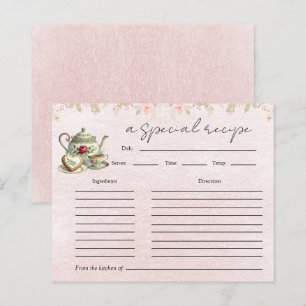 Floral Teapot Bridal Shower Tea Party Recipe Card