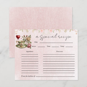 Floral Teapot Bridal Shower Tea Party Recipe Card