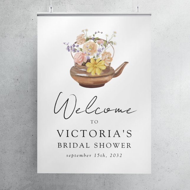 Floral Teapot Bridal Shower Welcome Sign (Creator Uploaded)