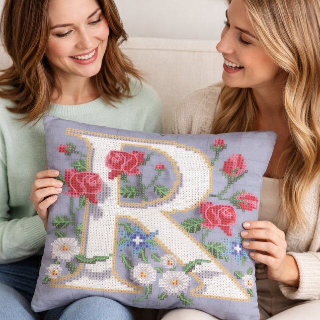 Floral Teapot Cross Stitch Style Cushion (Creator Uploaded)