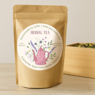 Floral Teapot Herbal Tea Label
