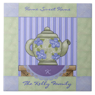 Floral Teapot Quilt Block Decorative Tile
