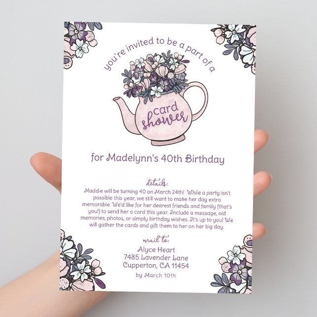 Floral Teapot Shower by Mail Birthday Invitations (Creator Uploaded)