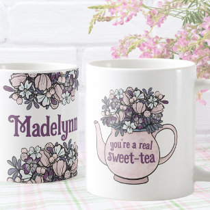 Floral Teapot Sweet Tea Personalised Party Favour Coffee Mug