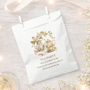 Floral Teapot Tea Party Bridal Shower Thank You  Favour Bag