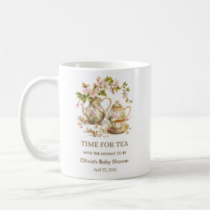 Floral Teapot Time for Tea Baby Shower Coffee Mug