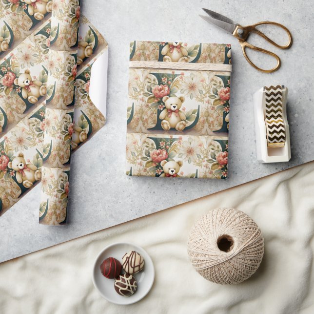 FLoral Teddy Bear letter L Wrapping Paper (Crafts)