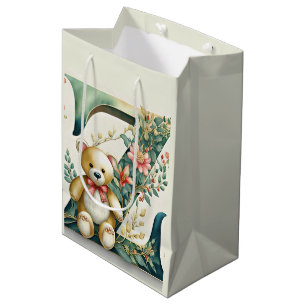FLoral Teddy Bear letter Z Medium Gift Bag