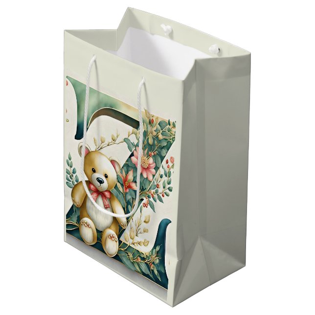 FLoral Teddy Bear letter Z Medium Gift Bag (Front Angled)
