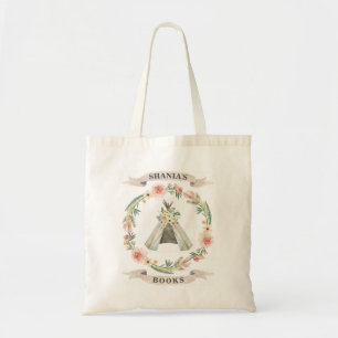 Floral Teepee Custom Library Bag