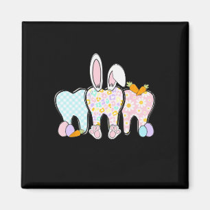 Floral Teeth Bunny Ears Dental Squad Happy Easter Magnet