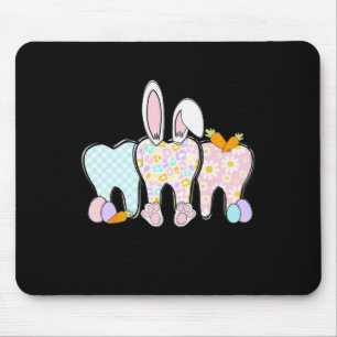 Floral Teeth Bunny Ears Dental Squad Happy Easter Mouse Pad