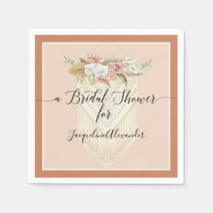 Floral Terra Cotta Pampas Grass Foliage Bridal Napkin