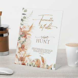 Floral Terracotta and Tequila Ring Hunt Bridal  Pedestal Sign