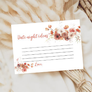 Floral Terracotta Autumn Bridal Shower Date Game  Enclosure Card