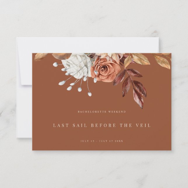 Floral Terracotta Bachelorette Weekend invitation (Front)