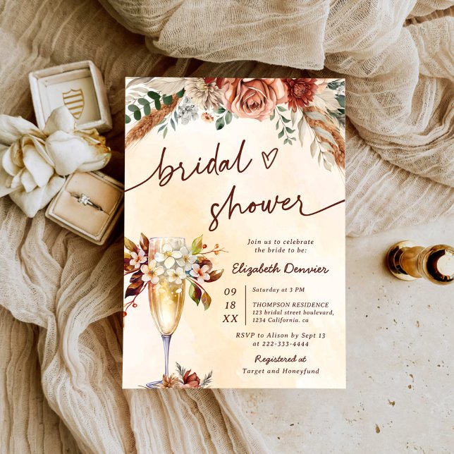 Floral Terracotta Boho Bridal Shower Invitation (Creator Uploaded)