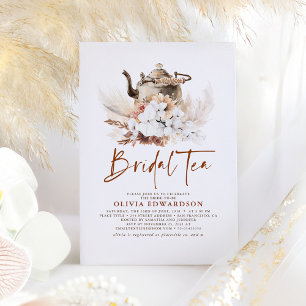Floral Terracotta Boho Bridal Shower Tea Party Invitation