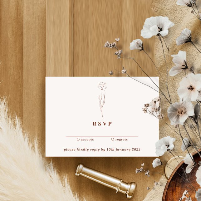 Floral Terracotta Boho Essential Kindly Reply Invitation (Creator Uploaded)
