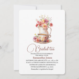 Floral Terracotta Boho Tea Party Bridal Shower  Invitation