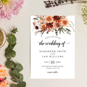 Floral Terracotta Boho Wedding Invitation