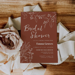 Floral Terracotta Bridal Shower Invitation