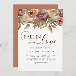 Floral Terracotta Fall in Love Bridal Shower Invitation