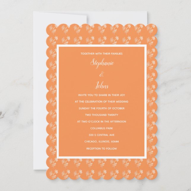 Floral Terracotta Orange Pattern Colourful Wedding Invitation (Front)