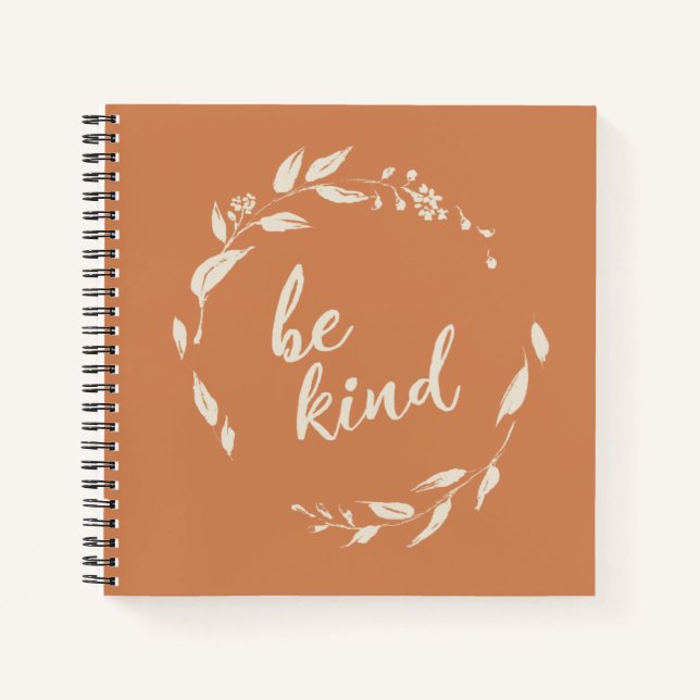Floral Terracotta Rustic Kindness Gratitude Quote Notebook (Front)