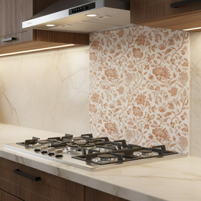 Floral Terracotta Toile Pattern Ceramic Tile (Add a touch of rustic charm to your home with this Floral Terracotta Toile Pattern Ceramic Tile! )