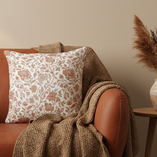 Floral Terracotta Toile Pattern Cushion