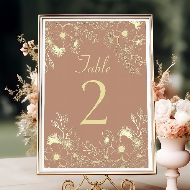 Floral Terracotta Wedding Table Number (Creator Uploaded)
