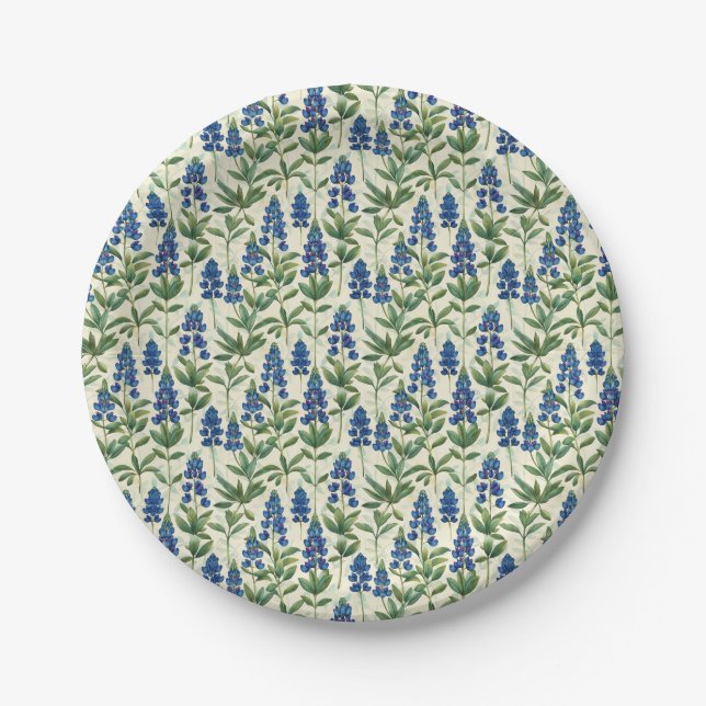 Floral Texas Bluebonnet Paper Plates Lupine Party (Front)